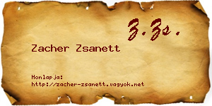 Zacher Zsanett névjegykártya